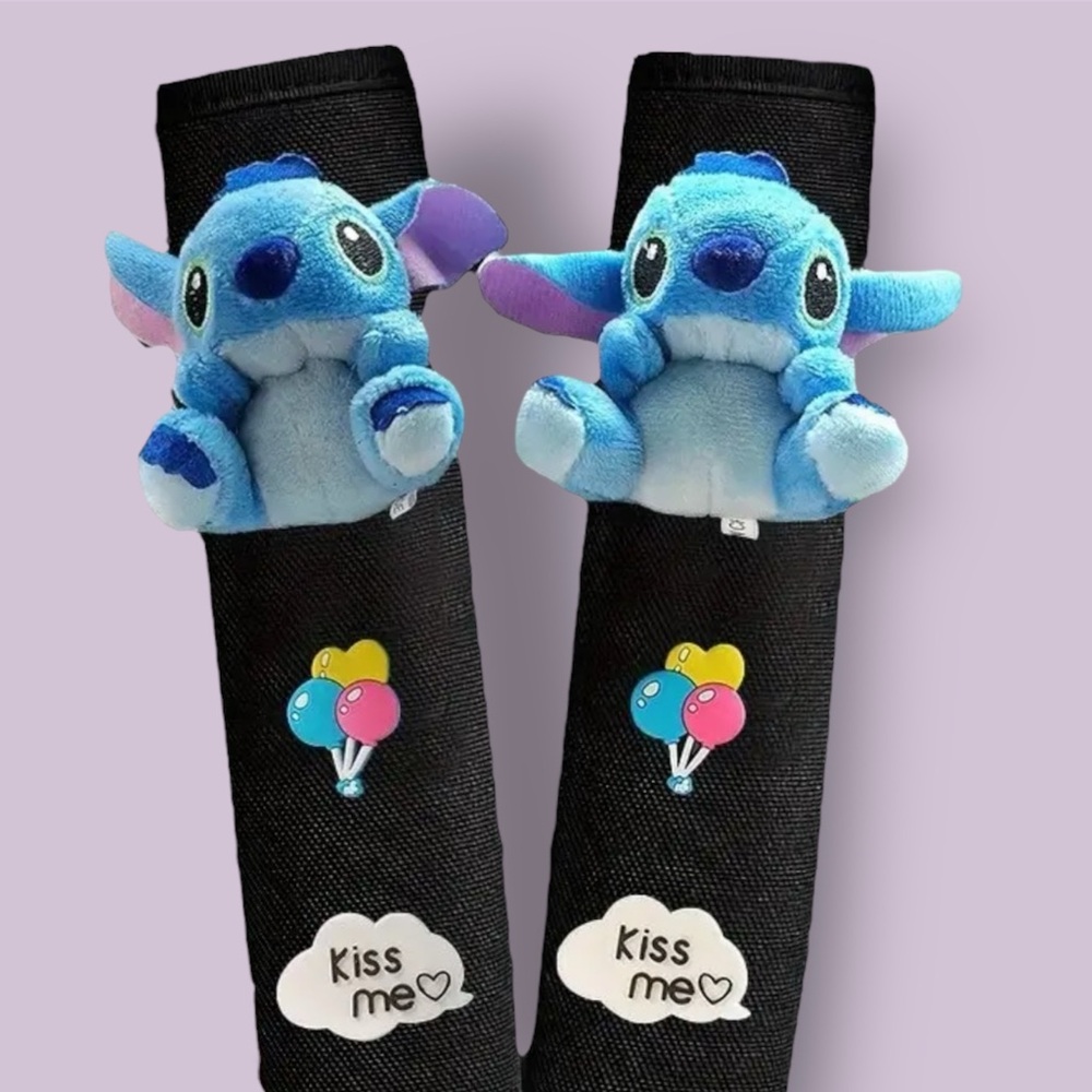New 2pc Stitch Car Seat Belt Cover Set